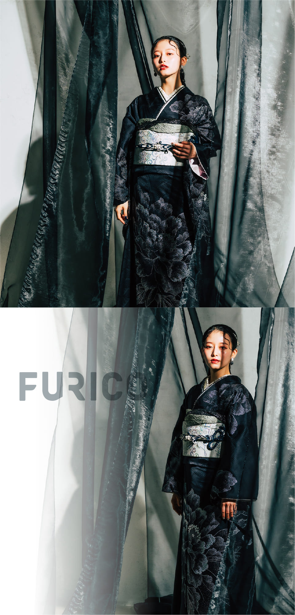 成人式振袖レンタル　モードスタイル　黒振袖